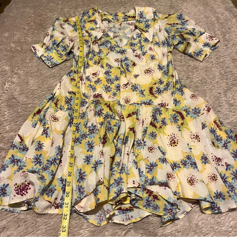 Free People Sugar Crush V-neck Puff Sleeve Floral Mini Dress small
